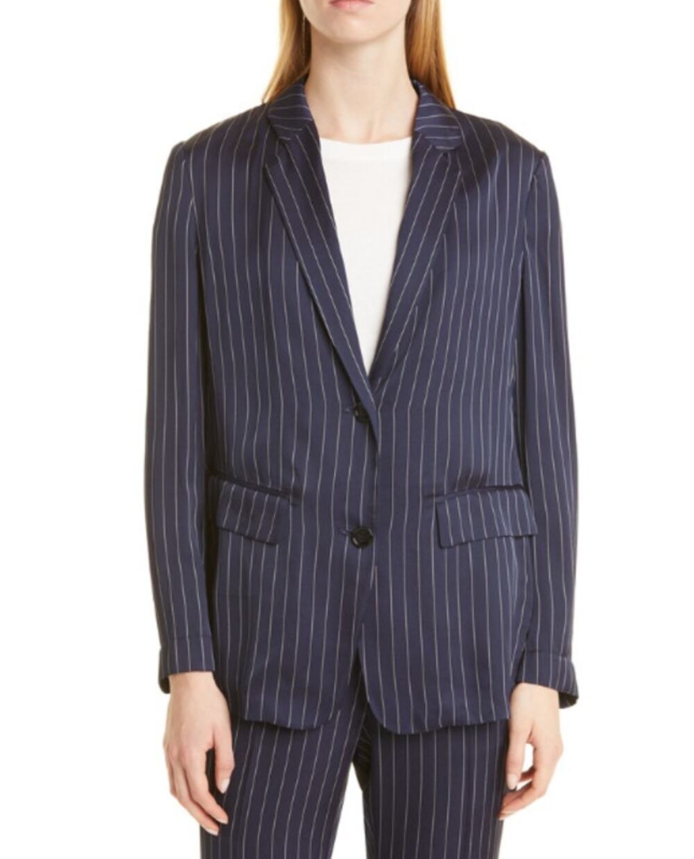 BOSS Women's Jawela Stripe Blazer Jacket Size 2 Navy Blue Career NWOT